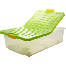 Ящик для хранения Unibox 30 л на роликах зеленый прозрачный