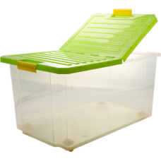 Ящик для хранения Unibox 57 л на роликах зеленый прозрачный